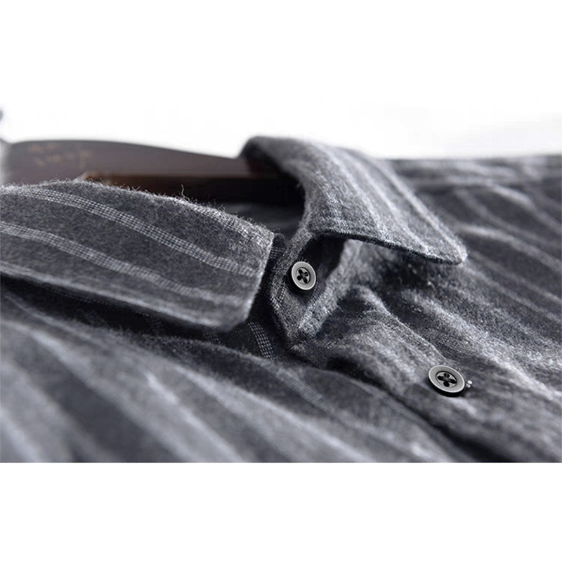 Pamut flaneles ing, csíkos, hosszú ujjú, laza szabás, széles gallér, fleece bélés, casual business