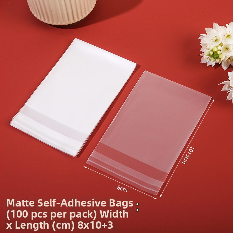 Sac autoadeziv mat pentru ambalaj de cofetărie, semi-transparent, material compozit, personalizare disponibilă