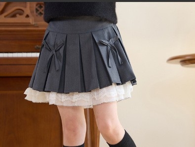 Djevojačka korejska plisirana suknja od pamuka, 70% pamuk, proljeće 2025, za djecu od 3 do 8 godina