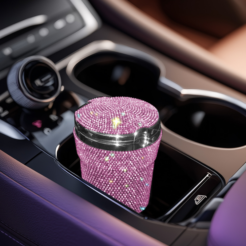 Auto pepeljara s kapom i LED svjetlom, dijamantni ugradnja, viseći dizajn s ventilacijom, plastično tijelo (Materijal: Plastika; Opseg primjene: Auto unutrašnje/ vanjsko; Težina: 120; Šifra artikla: JL0028; Prilagodba: Da)