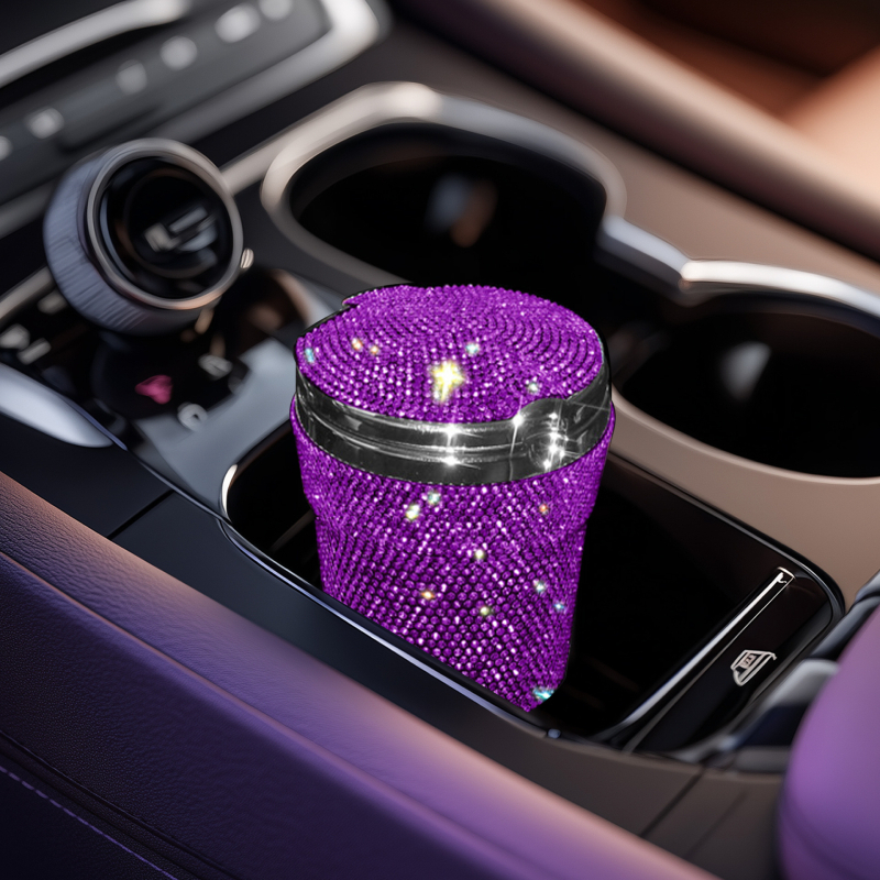 Auto pepeljara s kapom i LED svjetlom, dijamantni ugradnja, viseći dizajn s ventilacijom, plastično tijelo (Materijal: Plastika; Opseg primjene: Auto unutrašnje/ vanjsko; Težina: 120; Šifra artikla: JL0028; Prilagodba: Da)