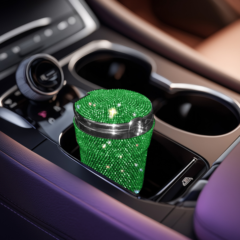 Auto pepeljara s kapom i LED svjetlom, dijamantni ugradnja, viseći dizajn s ventilacijom, plastično tijelo (Materijal: Plastika; Opseg primjene: Auto unutrašnje/ vanjsko; Težina: 120; Šifra artikla: JL0028; Prilagodba: Da)