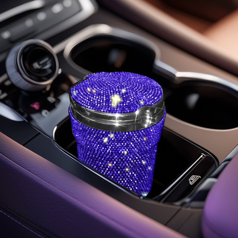 Auto pepeljara s kapom i LED svjetlom, dijamantni ugradnja, viseći dizajn s ventilacijom, plastično tijelo (Materijal: Plastika; Opseg primjene: Auto unutrašnje/ vanjsko; Težina: 120; Šifra artikla: JL0028; Prilagodba: Da)