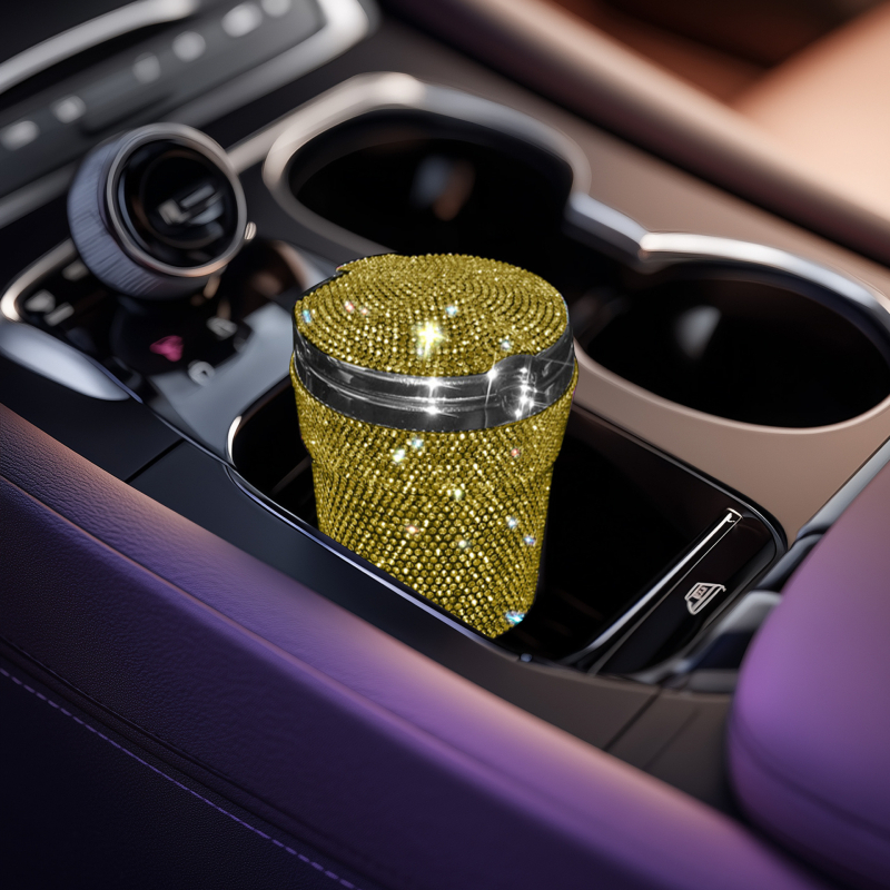 Auto pepeljara s kapom i LED svjetlom, dijamantni ugradnja, viseći dizajn s ventilacijom, plastično tijelo (Materijal: Plastika; Opseg primjene: Auto unutrašnje/ vanjsko; Težina: 120; Šifra artikla: JL0028; Prilagodba: Da)