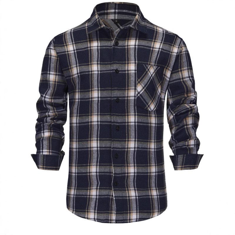 Kockás ing testhez álló szabású, hosszú ujjú, pamut-keverék anyag