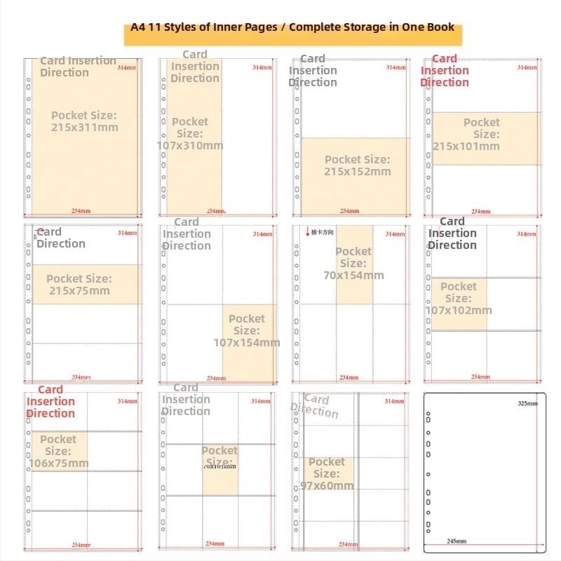 Рефил за албум с карти, вътрешни страници от PP, 10 листа, персонализируеми дупки, печат на лого позволен