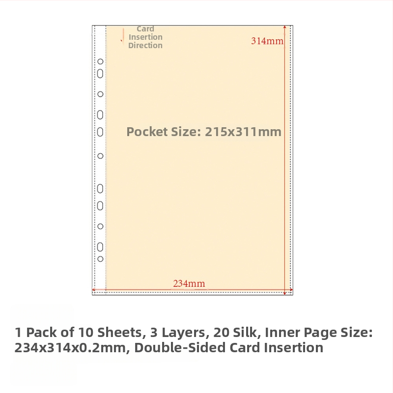 Refill pentru album de carduri, pagini interioare PP, 10 foi, găuri personalizabile, imprimare siglă permisă