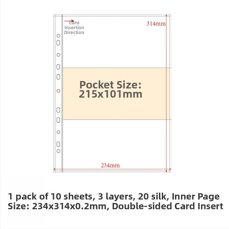 Refill pentru album de carduri, pagini interioare PP, 10 foi, găuri personalizabile, imprimare siglă permisă
