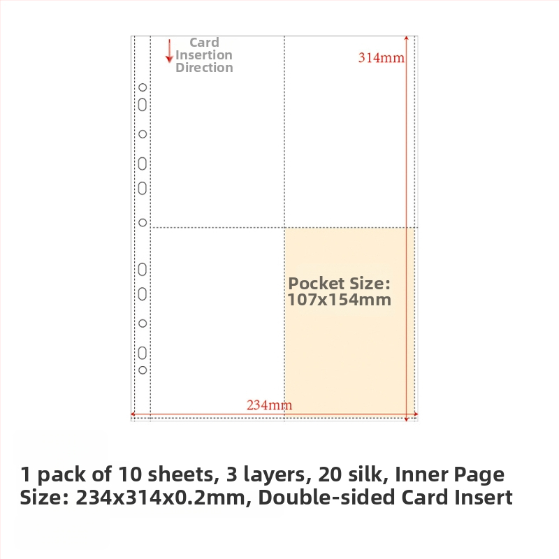 Refill pentru album de carduri, pagini interioare PP, 10 foi, găuri personalizabile, imprimare siglă permisă