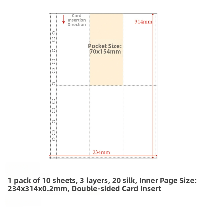 Refill pentru album de carduri, pagini interioare PP, 10 foi, găuri personalizabile, imprimare siglă permisă