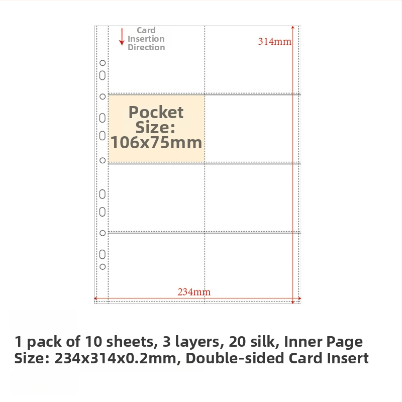 Refill pentru album de carduri, pagini interioare PP, 10 foi, găuri personalizabile, imprimare siglă permisă