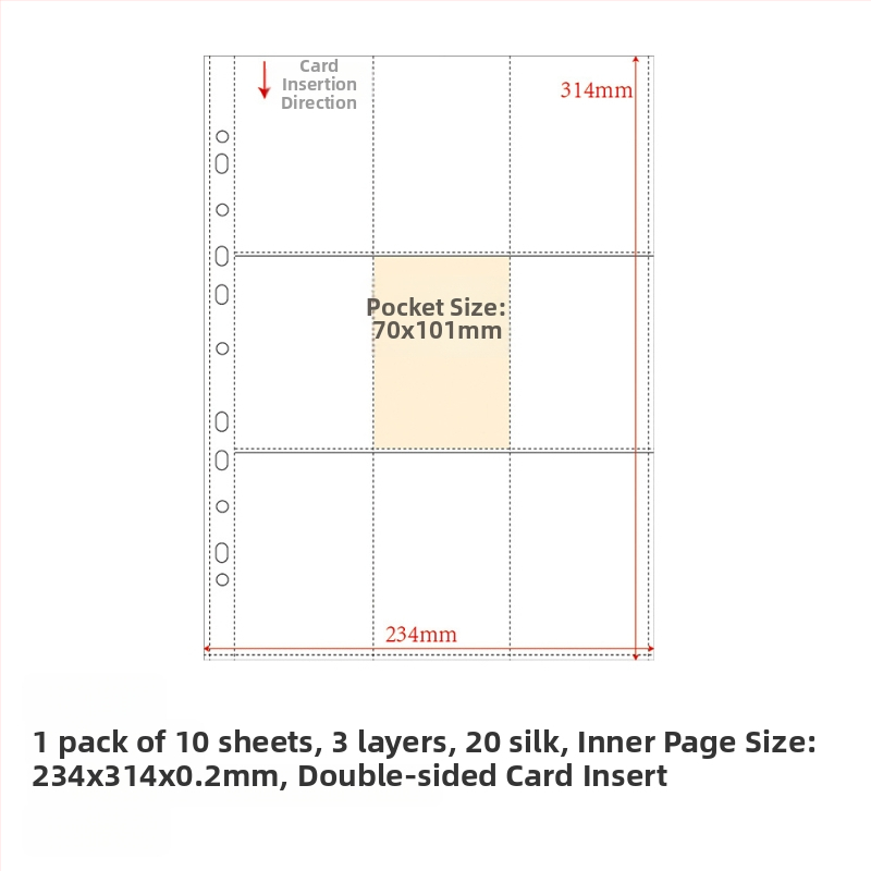 Refill pentru album de carduri, pagini interioare PP, 10 foi, găuri personalizabile, imprimare siglă permisă