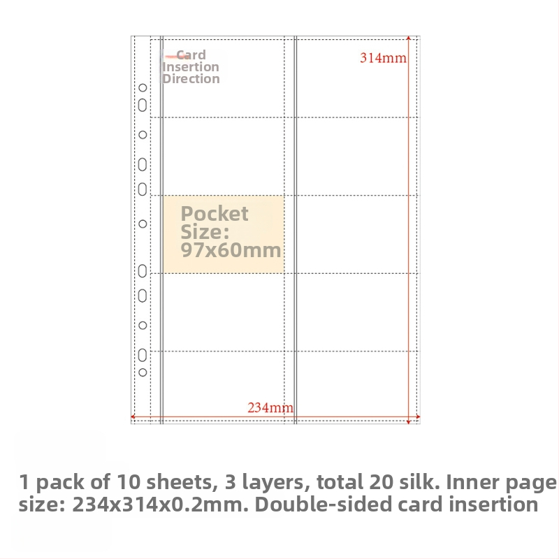Refill pentru album de carduri, pagini interioare PP, 10 foi, găuri personalizabile, imprimare siglă permisă