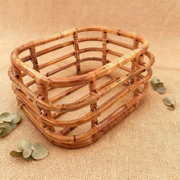 Coș pentru bebeluși - ședințe foto, design retro din ratan, material poliester-bumbac; greutate 0,977 kg; potrivit pentru fotografie de peisaj