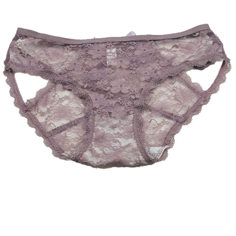 Ženske čipkaste gaćice s niskim strukom, mašnicom i mrežastim dizajnom, najlon 90-95%, 61-70d, prozračna, brzo sušeća, pamučna podstava