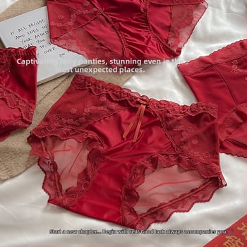 Chiloți damă din dantelă din nylon, cu căptușeală din bumbac în zona inghinală, respirabili, antibacterieni, talie medie, mărime plus