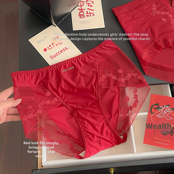 Chiloți damă din dantelă din nylon, cu căptușeală din bumbac în zona inghinală, respirabili, antibacterieni, talie medie, mărime plus