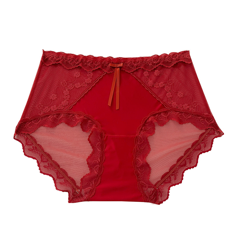 Chiloți damă din dantelă din nylon, cu căptușeală din bumbac în zona inghinală, respirabili, antibacterieni, talie medie, mărime plus