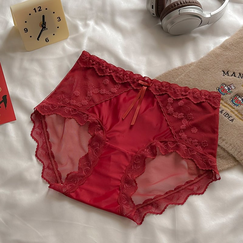 Chiloți damă din dantelă din nylon, cu căptușeală din bumbac în zona inghinală, respirabili, antibacterieni, talie medie, mărime plus