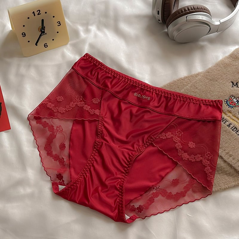 Chiloți damă din dantelă din nylon, cu căptușeală din bumbac în zona inghinală, respirabili, antibacterieni, talie medie, mărime plus
