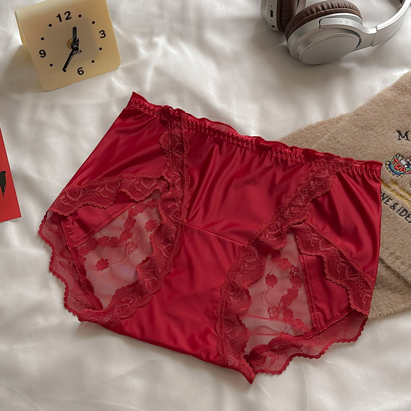Chiloți damă din dantelă din nylon, cu căptușeală din bumbac în zona inghinală, respirabili, antibacterieni, talie medie, mărime plus