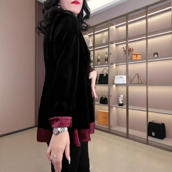 Női elegáns hosszú ujjú chiffon-blúz nehéz kézi hímzéssel