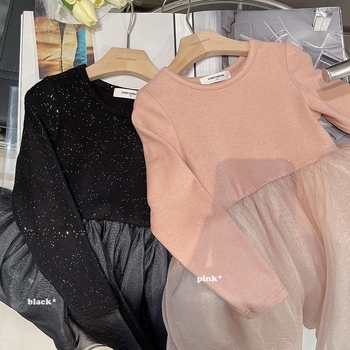 Dječja haljina za jesen-zimu s mrežastim umetkom, cvjetni uzorak, A-linija s naramenicama, dugi rukav, šifonska gornja, Corduroy tkanina s krznom zeca, za dob 0–1 godina, proljeće 2024