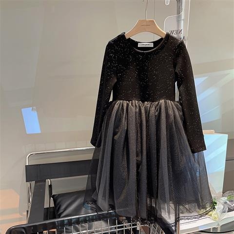 Dječja haljina za jesen-zimu s mrežastim umetkom, cvjetni uzorak, A-linija s naramenicama, dugi rukav, šifonska gornja, Corduroy tkanina s krznom zeca, za dob 0–1 godina, proljeće 2024