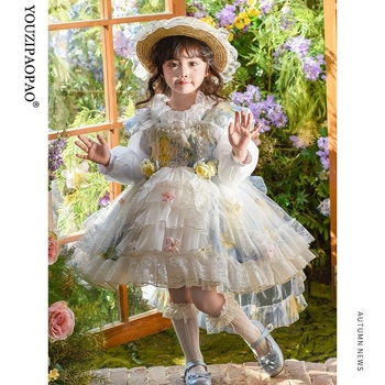 Dječja Lolita haljina, princes stil, suknja na naramenicama i A-linija, poliester 80–90%, proljeće 2025