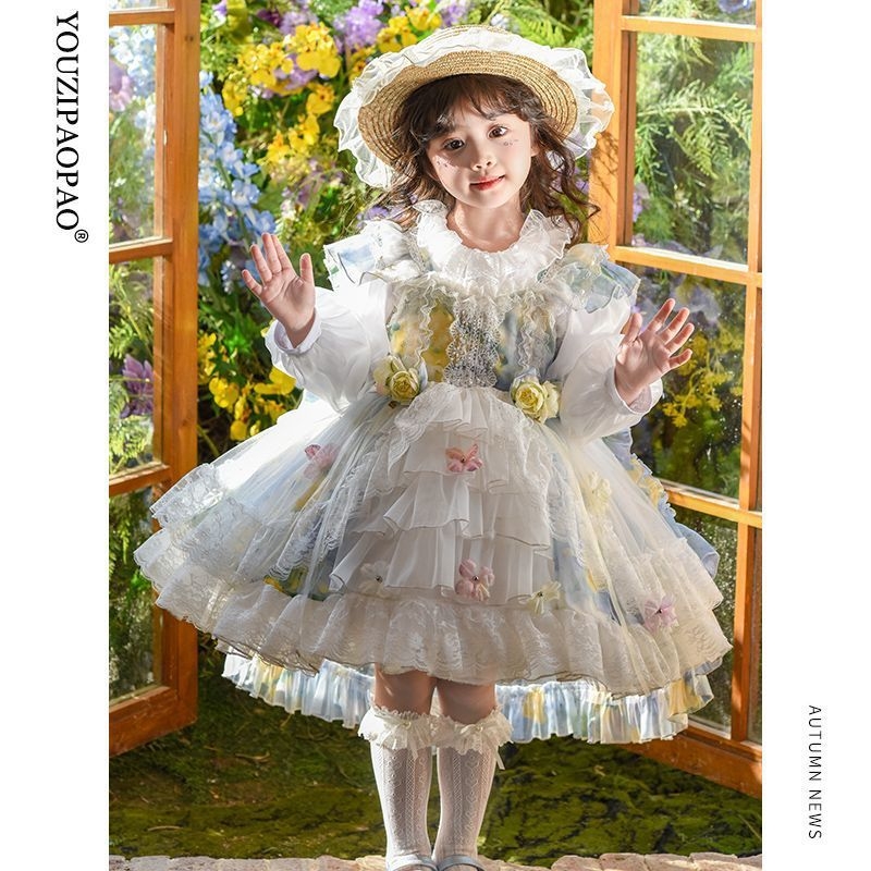 Dječja Lolita haljina, princes stil, suknja na naramenicama i A-linija, poliester 80–90%, proljeće 2025
