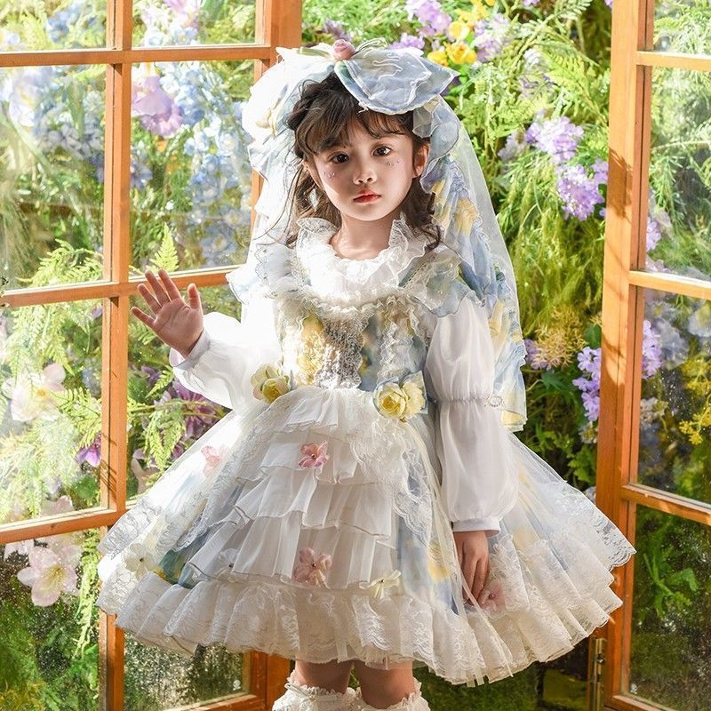 Dječja Lolita haljina, princes stil, suknja na naramenicama i A-linija, poliester 80–90%, proljeće 2025