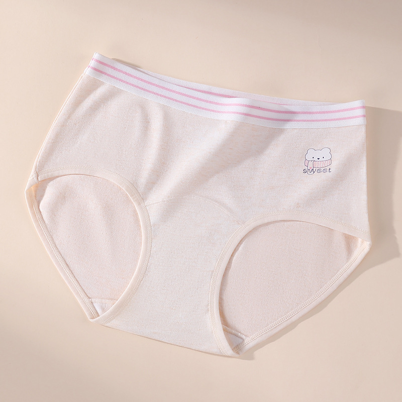 Djevojačke pamučne gaćice sa srednjim pojasom, pleteni materijal, jednobojne (90-95% pamuka)