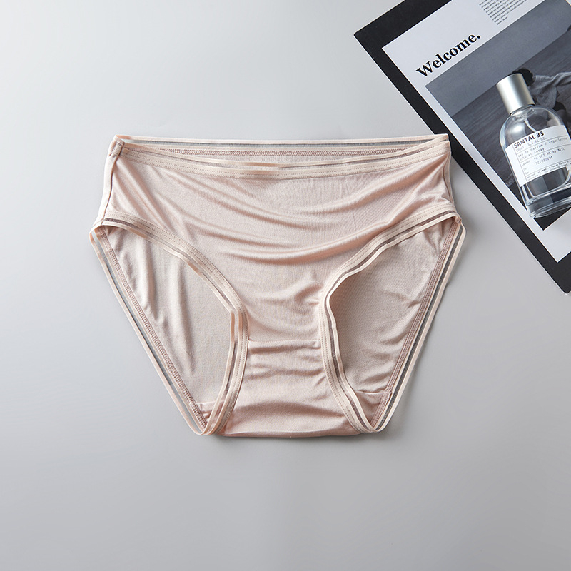 Ženske svilene gaćice, prozračne, pletene, srednji pojas, podstava od svile