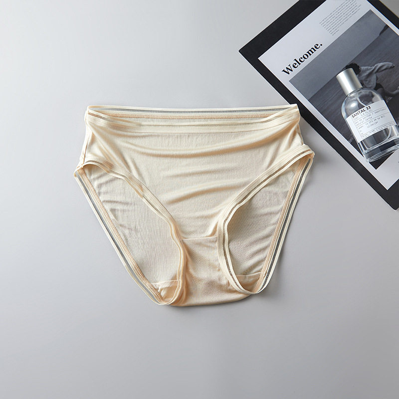 Ženske svilene gaćice, prozračne, pletene, srednji pojas, podstava od svile