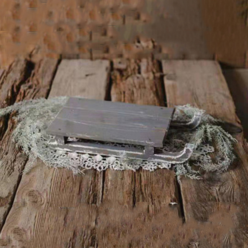 Longyi Crafts Rekviziti za novorođenčad: nordijskog stila drvena sanjka od čvrstog drveta, rastavljiva za lakšu dostavu, pogodna za scenografska snimanja