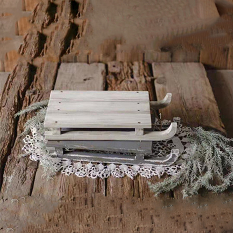 Longyi Crafts Rekviziti za novorođenčad: nordijskog stila drvena sanjka od čvrstog drveta, rastavljiva za lakšu dostavu, pogodna za scenografska snimanja