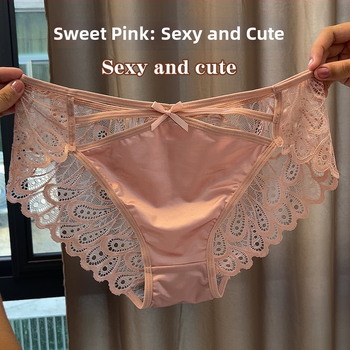 Chiloți femei Milk Silk Cutout Lace, fără cusături, respirabili, cu buză din bumbac