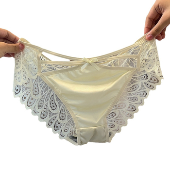 Chiloți femei Milk Silk Cutout Lace, fără cusături, respirabili, cu buză din bumbac