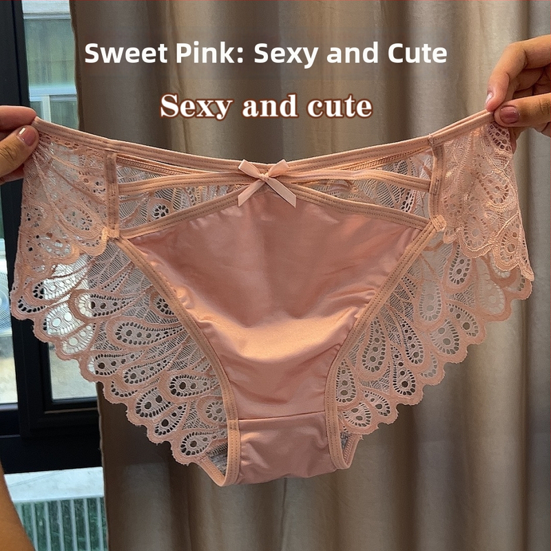 Chiloți femei Milk Silk Cutout Lace, fără cusături, respirabili, cu buză din bumbac