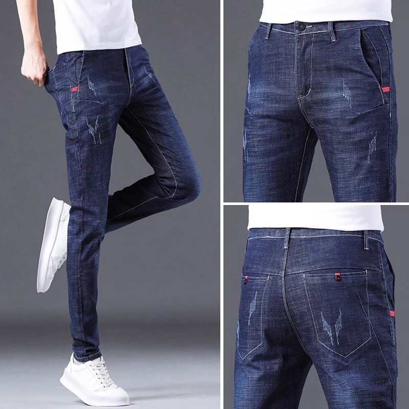 Muške traperice od pamuka s elastinom, srednji struk, straight kroj, kopčanje na gumbe, 3D krojenje