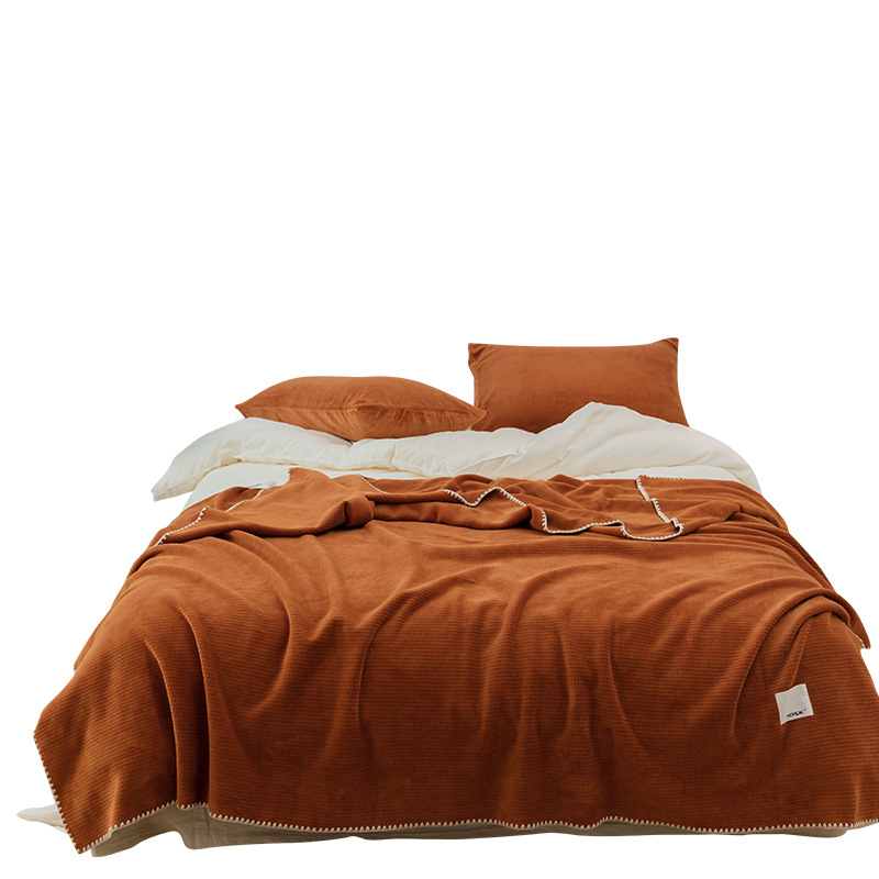 Vafelmintázatú coral velúr pléd, vastag, irodai pihenéshez és klíma alatti takaró, poliészter rost