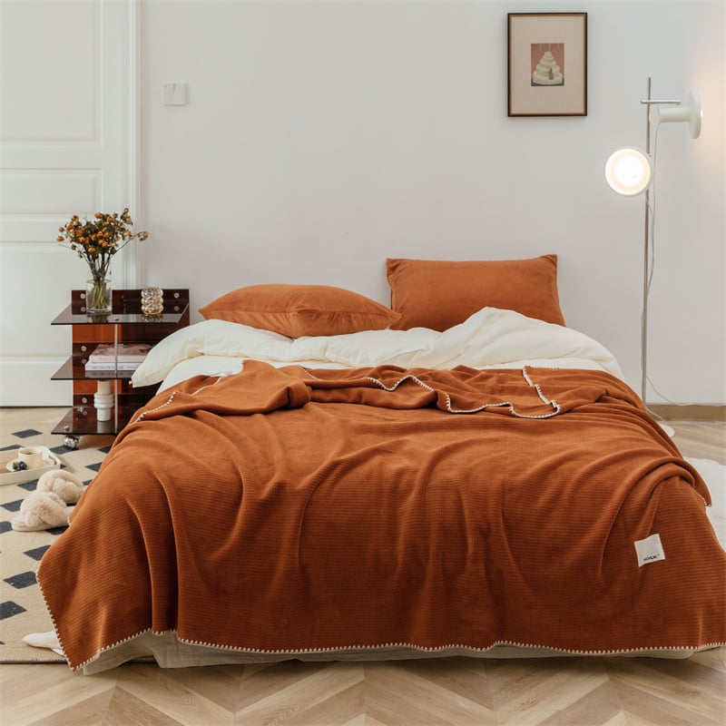 Vafelmintázatú coral velúr pléd, vastag, irodai pihenéshez és klíma alatti takaró, poliészter rost