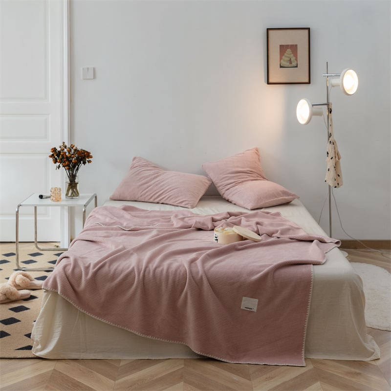 Vafelmintázatú coral velúr pléd, vastag, irodai pihenéshez és klíma alatti takaró, poliészter rost