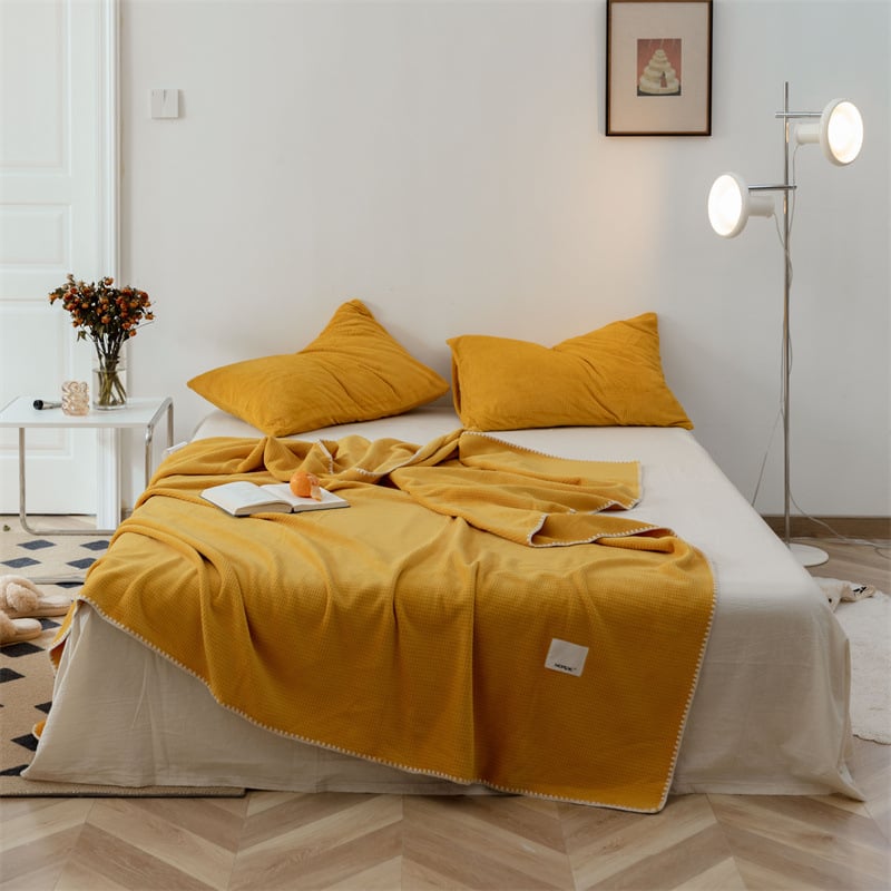 Vafelmintázatú coral velúr pléd, vastag, irodai pihenéshez és klíma alatti takaró, poliészter rost