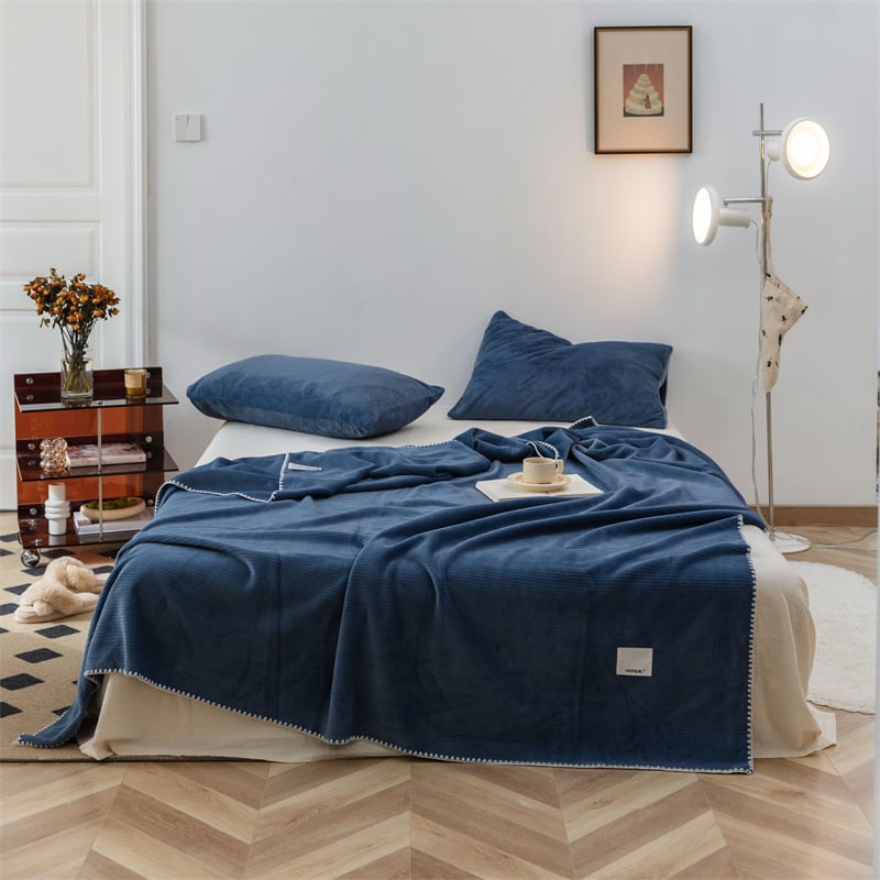 Vafelmintázatú coral velúr pléd, vastag, irodai pihenéshez és klíma alatti takaró, poliészter rost