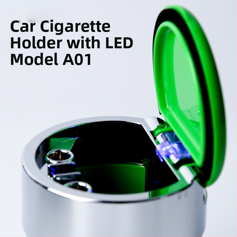 Popolník do auta s LED svetlom, kruhový tvar, plast injekčné, model A01, hmotnosť 102 g, značka San Wino senwero (Model: A01; Materiál: Plast; LED svetlo; Hmotnosť: 102 g; Značka: San Wino senwero)