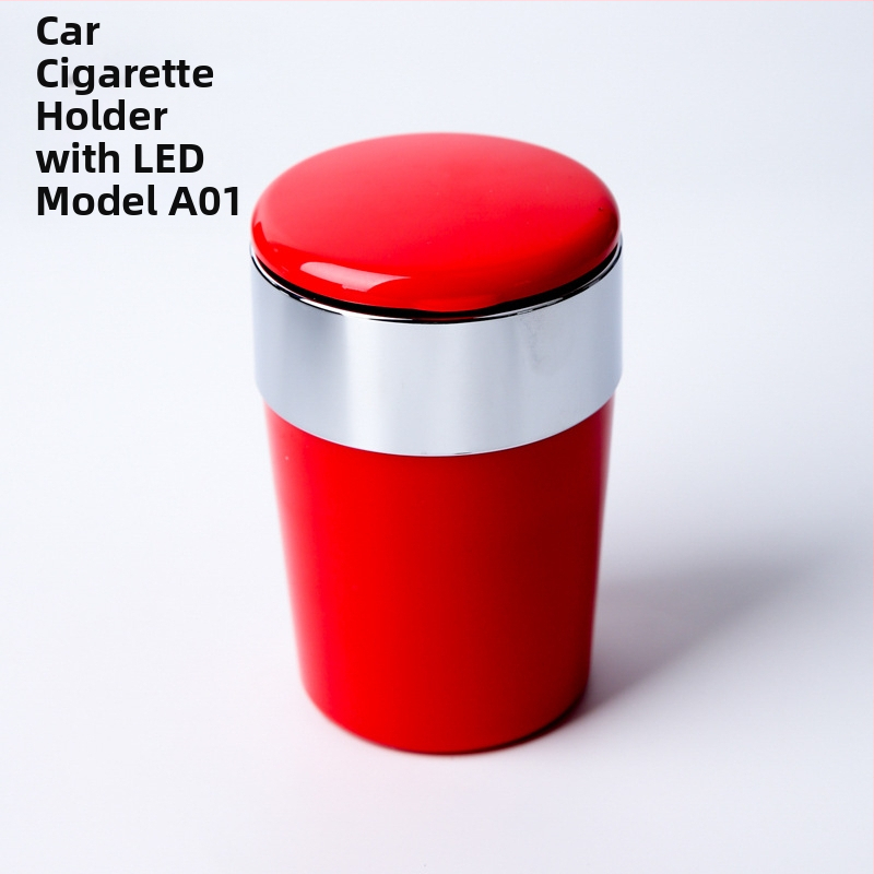 Popolník do auta s LED svetlom, kruhový tvar, plast injekčné, model A01, hmotnosť 102 g, značka San Wino senwero (Model: A01; Materiál: Plast; LED svetlo; Hmotnosť: 102 g; Značka: San Wino senwero)