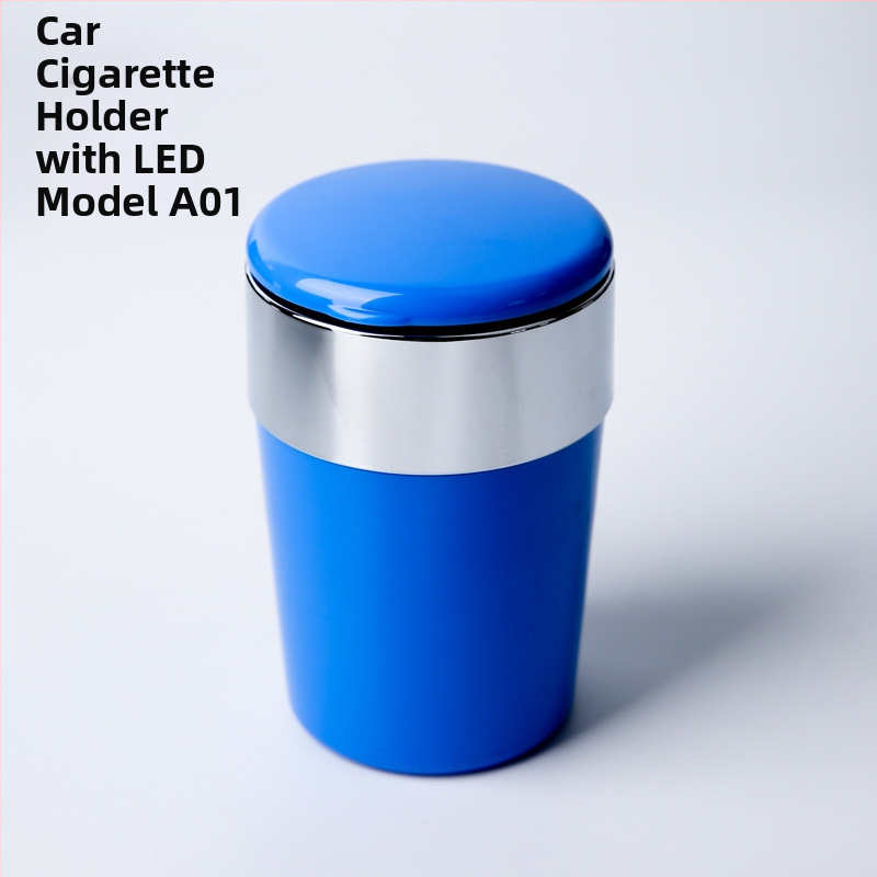 Popolník do auta s LED svetlom, kruhový tvar, plast injekčné, model A01, hmotnosť 102 g, značka San Wino senwero (Model: A01; Materiál: Plast; LED svetlo; Hmotnosť: 102 g; Značka: San Wino senwero)