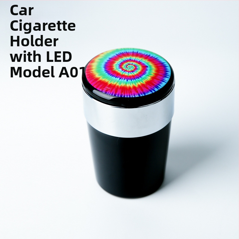 Popolník do auta s LED svetlom, kruhový tvar, plast injekčné, model A01, hmotnosť 102 g, značka San Wino senwero (Model: A01; Materiál: Plast; LED svetlo; Hmotnosť: 102 g; Značka: San Wino senwero)