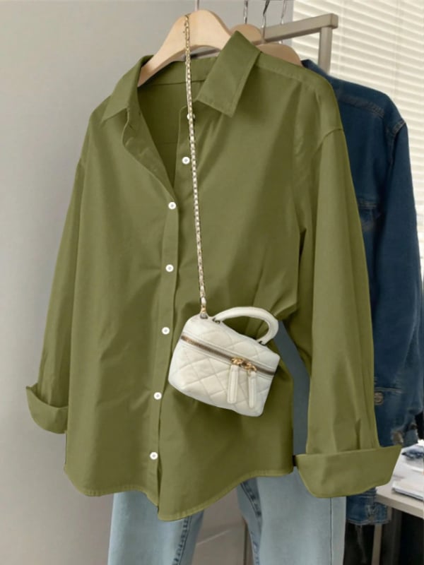 Női hosszú ujjú ing lazán szabott, reveres gallér, poliészter 95%+, középméretű hossz 65–80 cm